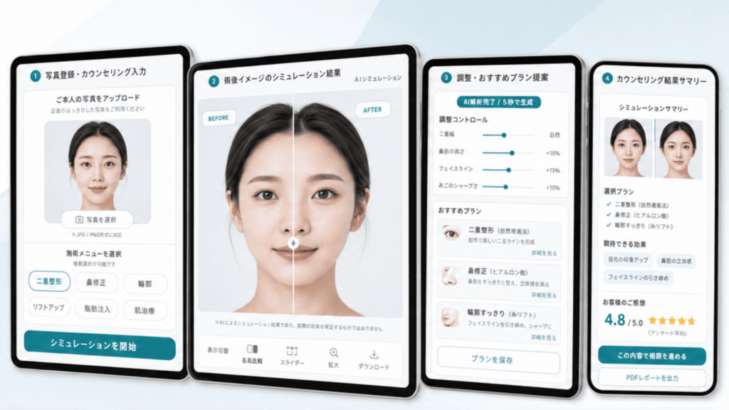 AI画像生成技術（GAN）を 用いた美容クリニック向け シミュレーションアプリ開発 –  カウンセリングの成約率向上と 時間短縮を実現