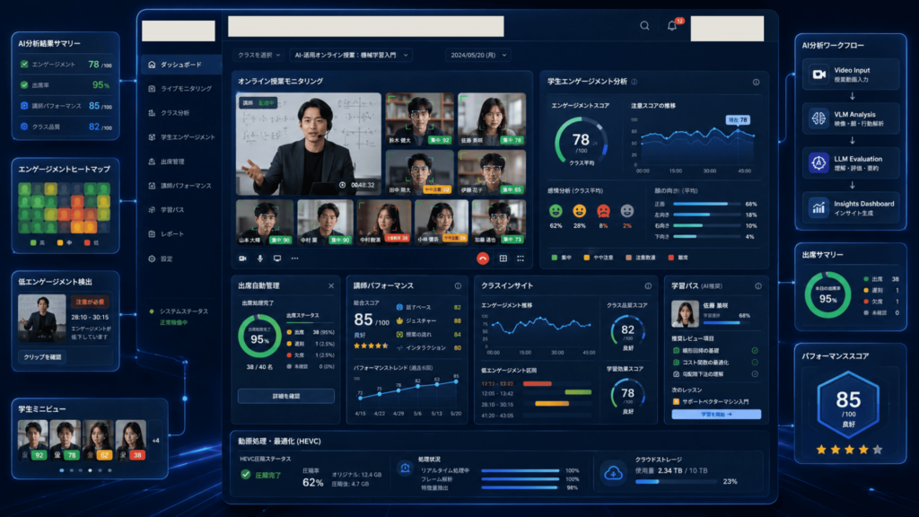 教育DX AI映像解析｜VLM・LLMによる導入事例で出席管理90%削減・エンゲージメント25%向上