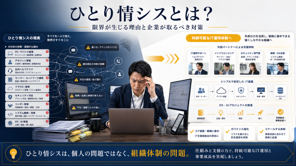 ひとり情シスとは？限界が生じる理由と企業が取るべき4つの対策を解説