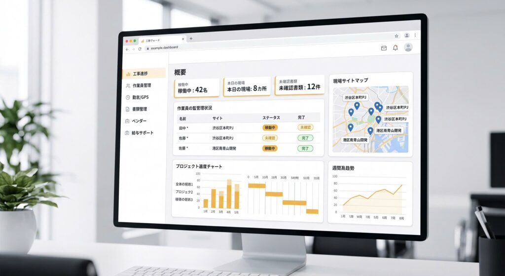 【導入事例】建設現場の人員配置・勤怠・書類管理を一元化。複数現場の稼働状況を可視化し、管理業務を効率化